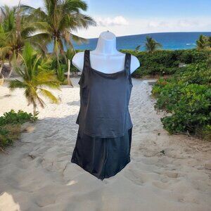 Blair Womens Size 8 Black Tank Top Shorts Bathing Suit Lounge Set Beach Coastal